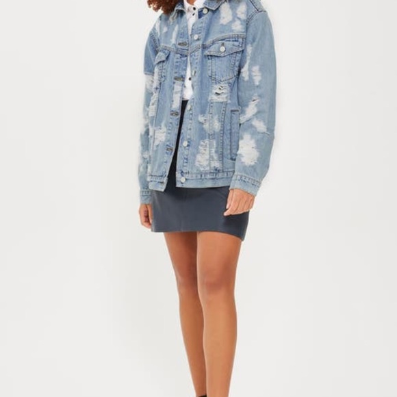Top Shop Ripped Denim Jacket - Picture 2 of 5